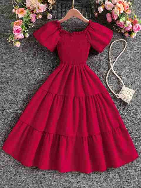 knee length dresses flipkart Ethit Girls Midi/Knee Length Casual Dress Price in India