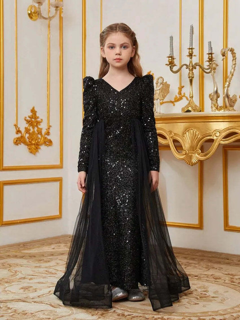 CHARVI CREATION Girls Maxi/Full Length Party Dress