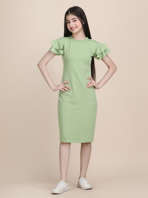 Maa Amar Girls Midi/Knee Length Casual Dress
