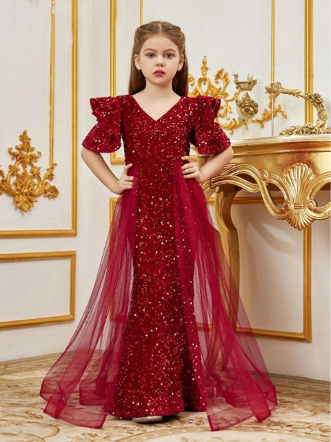 open lace back dress Indian Ethnic Long Dress with Heavy Ghera | Party Wear Dress