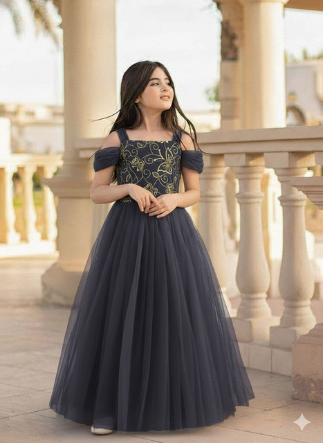 formal dresses for 10 year olds Tulle Dress Length Formal Skirt Puff Sleeve Summer Girls White hide-stock-badge