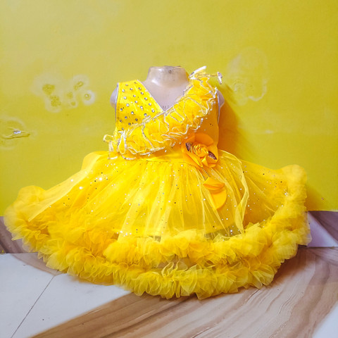birthday dress yellow frock for girl