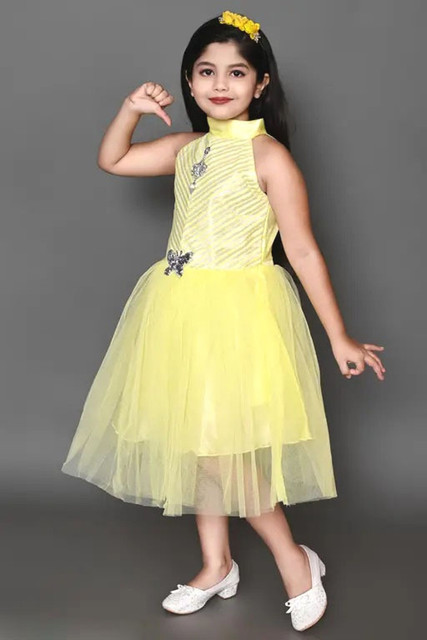 Kids Wear Fashion Baby Girls Midi/Knee Length Festive/Wedding Dress