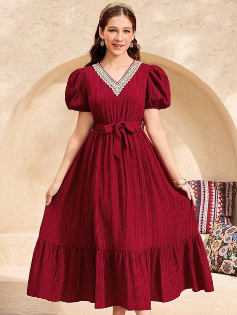 Yk Indi Girls Midi/Knee Length Party Dress Price in India - Buy Yk Indi  Girls Midi/Knee Length Party Dress online at Flipkart.com