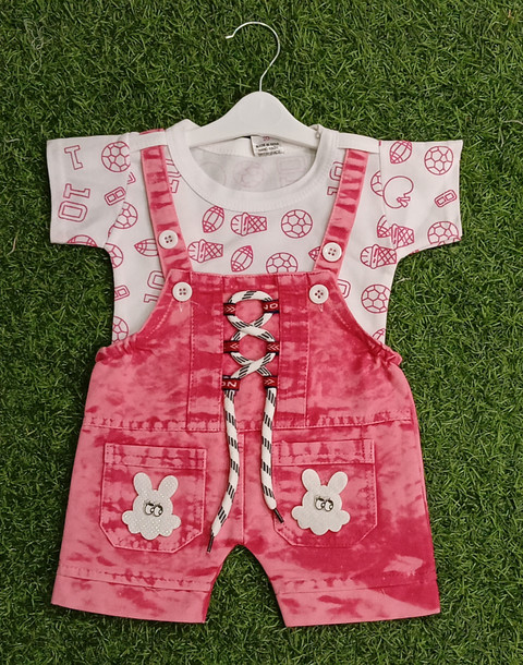 FASHION GRAB Dungaree For Baby Boys Baby Girls Printed Denim