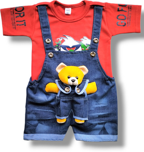 LIMITED EDITION PRIME Dungaree For Baby Boys Baby Girls Casual Printed,  Applique Cotton Blend