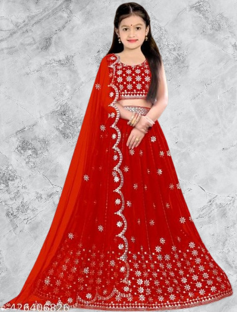 D Plus Creation Girls Lehenga Choli Ethnic Wear Embroidered Lehenga Choli