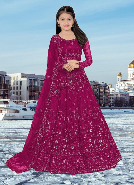 Gheludi Girls Lehenga Choli Ethnic Wear, Party Wear Embroidered Lehenga,  Choli and Dupatta Set