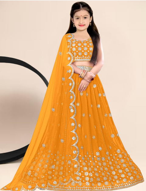 Nijat Girls Lehenga Choli Ethnic Wear Embroidered Lehenga, Choli