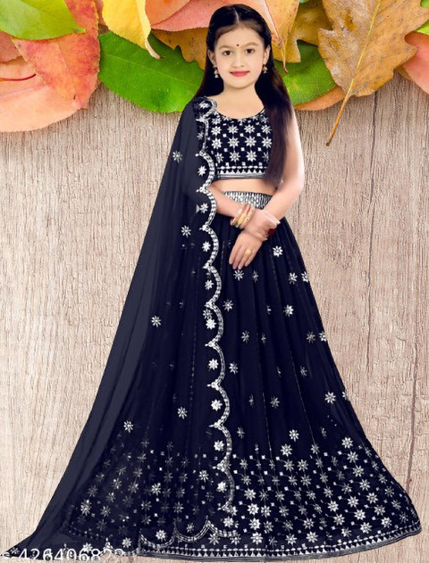 D Plus Creation Girls Lehenga Choli Ethnic Wear Embroidered