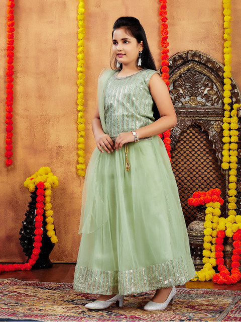 Sangria Indi Girls Lehenga Choli Ethnic Wear Embellished Lehenga, Choli and  Dupatta Set