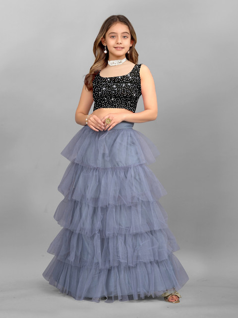 LADY SHOPI Girls Lehenga Choli Party Wear Embellished Lehenga