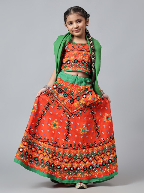 ANNA Girls Lehenga Choli Ethnic Wear Embellished Ghagra, Choli, Dupatta Set