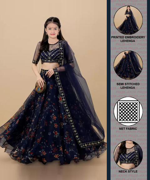 PILUDI Girls Lehenga Choli Ethnic Wear Embellished Lehenga, Choli