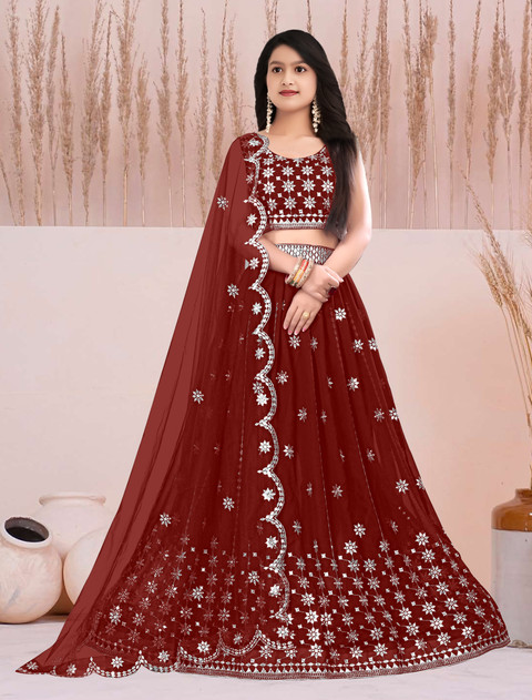 Women Wed Girls Lehenga Choli Ethnic Wear Embellished Lehenga, Choli and  Dupatta Set