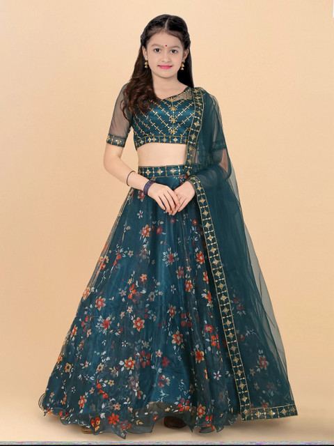 PILUDI Girls Lehenga Choli Ethnic Wear Embellished Lehenga, Choli and  Dupatta Set
