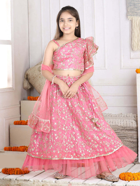 CUTIEKINS Girls Lehenga Choli Ethnic Wear Embellished Lehenga, Choli and  Dupatta Set