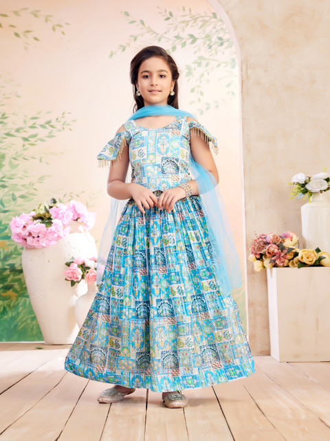 HERE&NOW Indi Girls Lehenga Choli Ethnic Wear Printed Lehenga