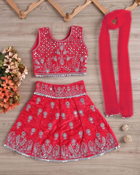 ITC FASHION Baby Girls Lehenga Choli Party Wear Embroidered Lehenga, Choli  and Dupatta Set