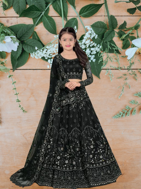 Ininja Enterprise Girls Lehenga Choli Ethnic Wear Embroidered