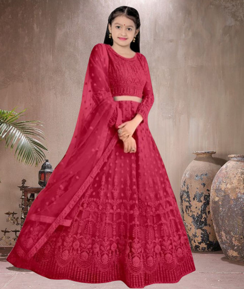 Clothes Shop Girls Lehenga Choli Party Wear Self Design Lehenga