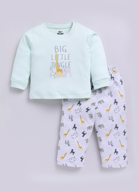 Hey Mom Kids Nightwear Baby Boys Baby Girls Printed Cotton