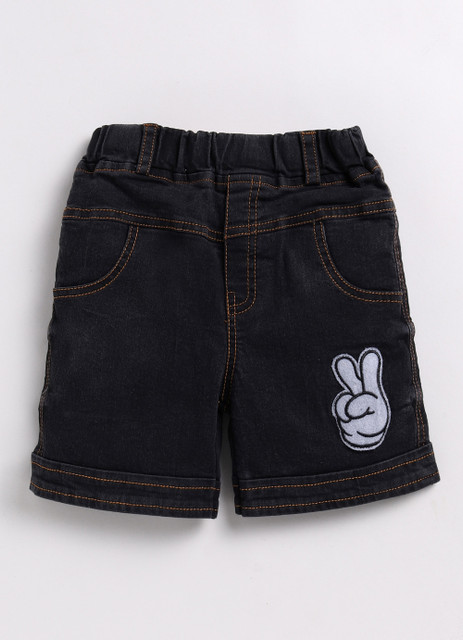 WOLF KING Short For Boys Casual Embriodered Denim