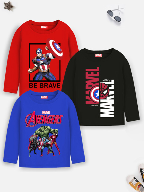 MARVEL BY MISS CHIEF Boys Cartoon/Superhero Cotton Blend Regular T Shirt