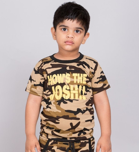TINY TOON Boys Girls Military Camouflage Cotton Blend Regular T Shirt