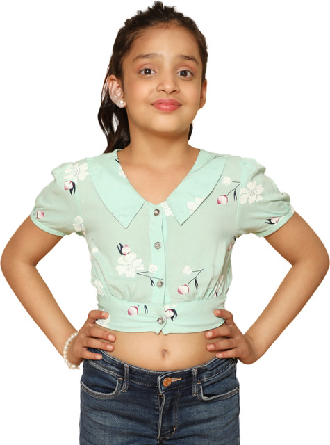 Jeans Crop T Shirt For Girl Flipkart Kids Cave Girls Casual Rayon