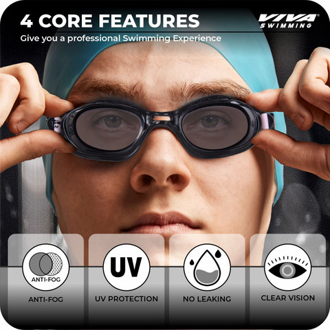 VIVA SWIMMING Swimming Goggles Swimming Cap with Ear Plug