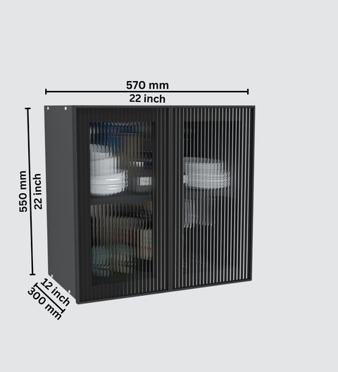 Shutter Handless SPECIALITY PANELS Black Prof 2 Door Fluted Glass handless Shutter Free ...