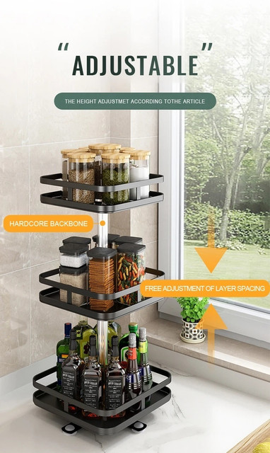 Vozica Containers Kitchen Rack Iron 360 Degree Multi-functional
