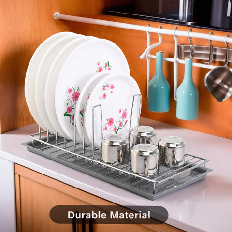 Stainless Steel Plastic Dish Drainer With Tray KUBER INDUSTRIES