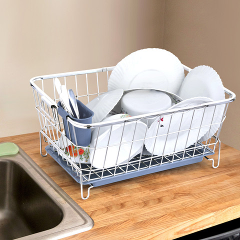 LIMETRO STEEL Dish Drainer Kitchen Rack Steel Utensils Basket for