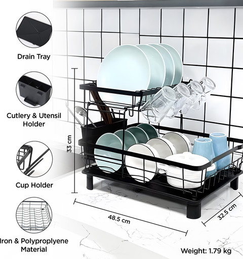 UMAI Dish Drainer Kitchen Rack Iron Tier Iron Kitchen Rack With