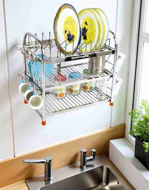Amol Utensil Kitchen Rack Steel Premium Stainless Steel Dish Rack