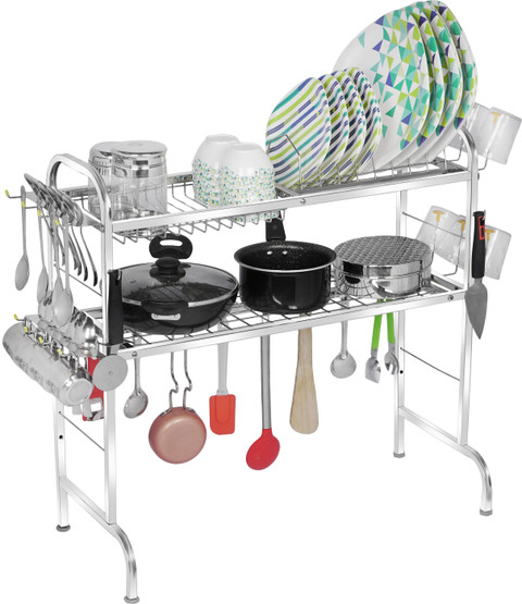 PALOMINO Utensil Kitchen Rack Steel Stainless Steel Over Sink Dish Drying  Rack|Counter Top Sink Rack (2tier, 30inch)