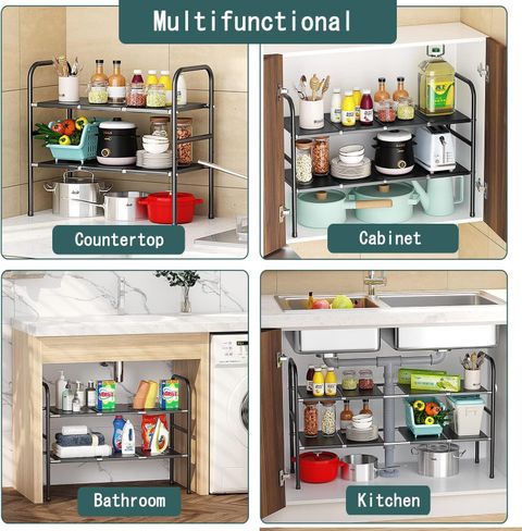 Kitchen Storage Rack A800 Keekos Containers Kitchen Rack Iron Under Sink Organizer,2 Tier ...