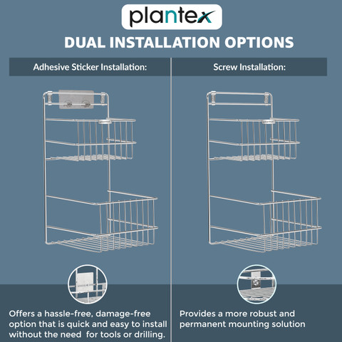 Plantex Utensil Kitchen Rack Steel Stainless Steel 3-Tier Kitchen