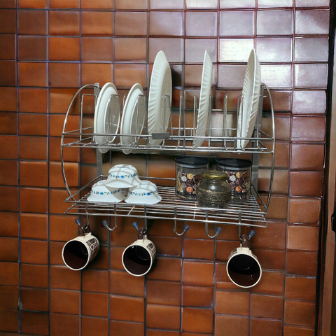 kinglet Plate Kitchen Rack Steel Stainless Steel Multipurpose Kitchen Stand  for Kitchen Storage Organizer Racks Shelves for Containers, Cutlery, and