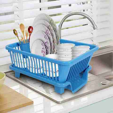 Quickmart Dish Drainer Kitchen Rack Plastic in Large Sink Set