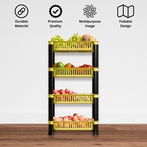 Biltoxi Fruits/Vegetables Kitchen Rack Plastic 4 Shelf