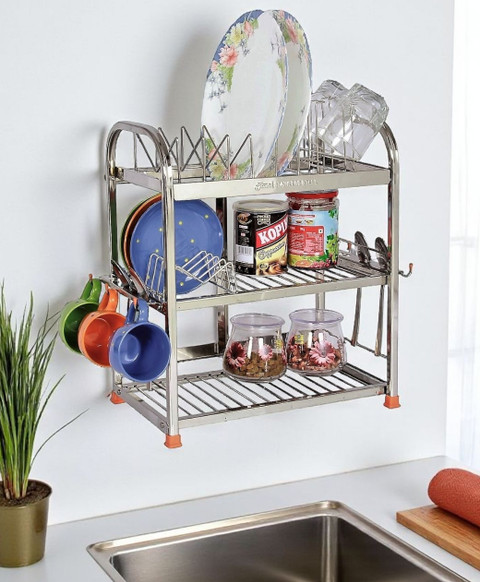 Amol Utensil Kitchen Rack Steel Premium Stainless Steel Dish