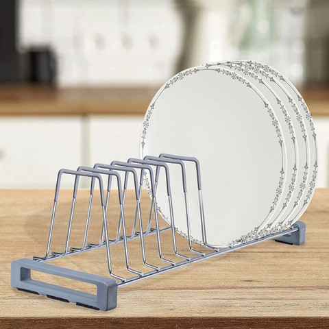 Plantex Plate Kitchen Rack Steel Stainless Steel Thali Stand/Dish