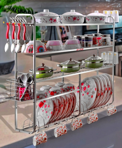 AVAIL Utensil Kitchen Rack Steel Shelves Dish Rack Steel Kitchen Stand  Steel Storage Rack 31 x 30 Inch