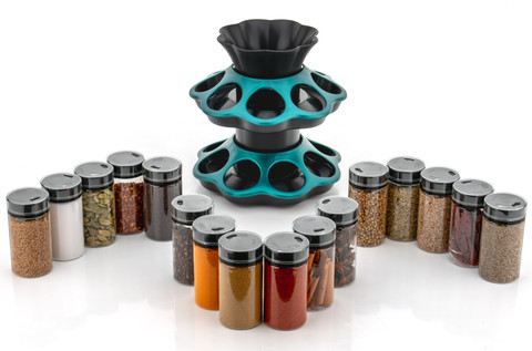 Optimus Containers Kitchen Rack Plastic 360° Spice Jars Masala