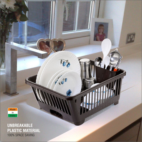Serenity Dish Drainer Kitchen Rack Plastic DISH DRAINING RACK PLASTIC  KITCHEN RACK DISH DRAINING STORAGE BASKET