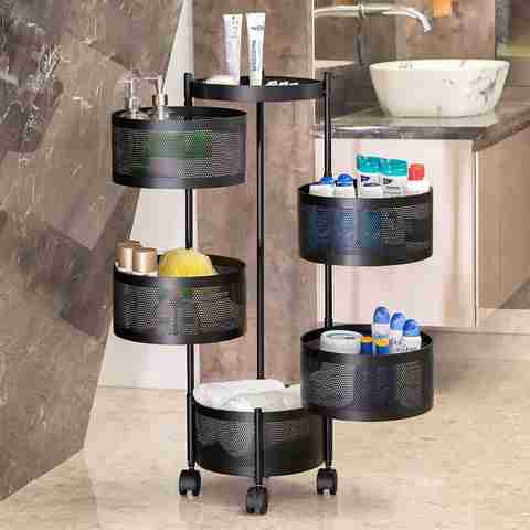 Angelware Layer Kitchen Trolley Storage Rack Round Design Fruits
