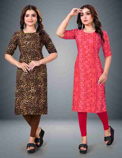 Mobhisa Women Printed Straight Kurta
